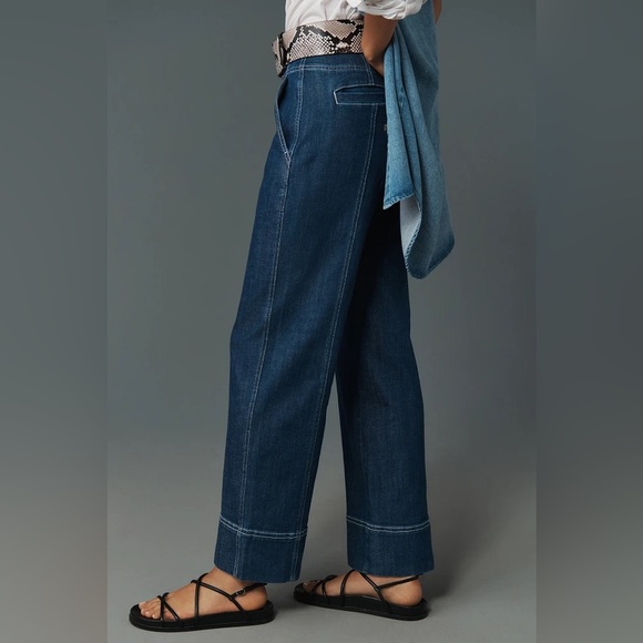 Anthropologie Pilcro Seamed High-Rise Flare Jeans Size 28 Wide Straight Leg RARE - Picture 4 of 13